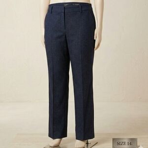 LOFT Marisa Trouser Navy Tweed Dress Pants Size 14
